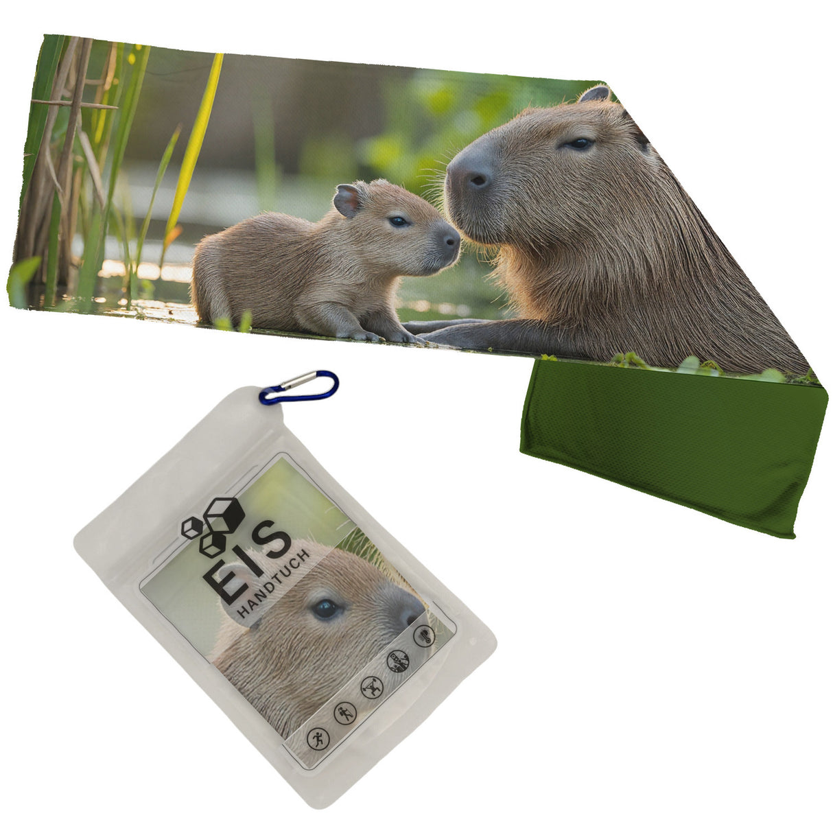 Capybara Mutter mit Baby Eishandtuch für Tierliebhaber