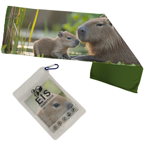 Capybara Mutter mit Baby Eishandtuch für Tierliebhaber