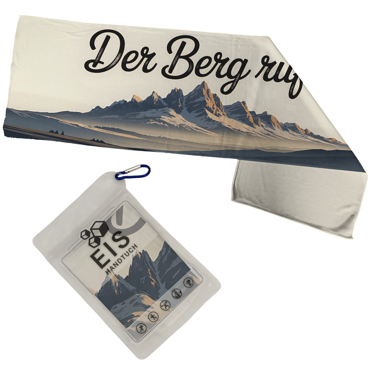 Der Berg ruft! Eishandtuch mit Bergsilhouette