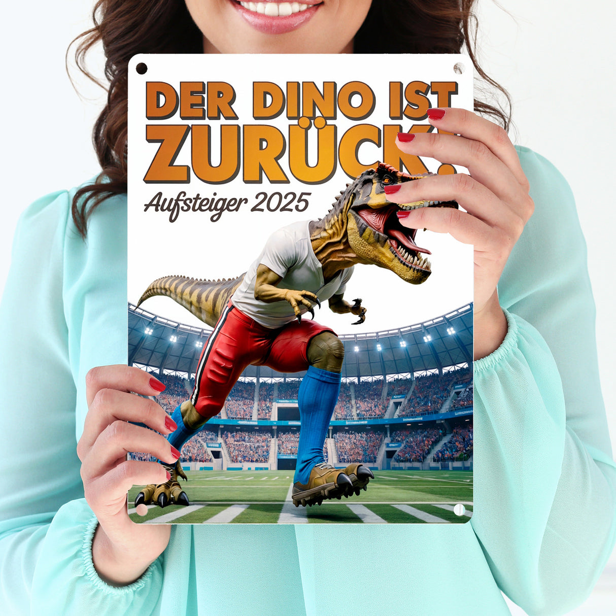 Hamburg Aufstieg 2025 Metallschild in 15x20 cm - Der Dino ist Zurück!