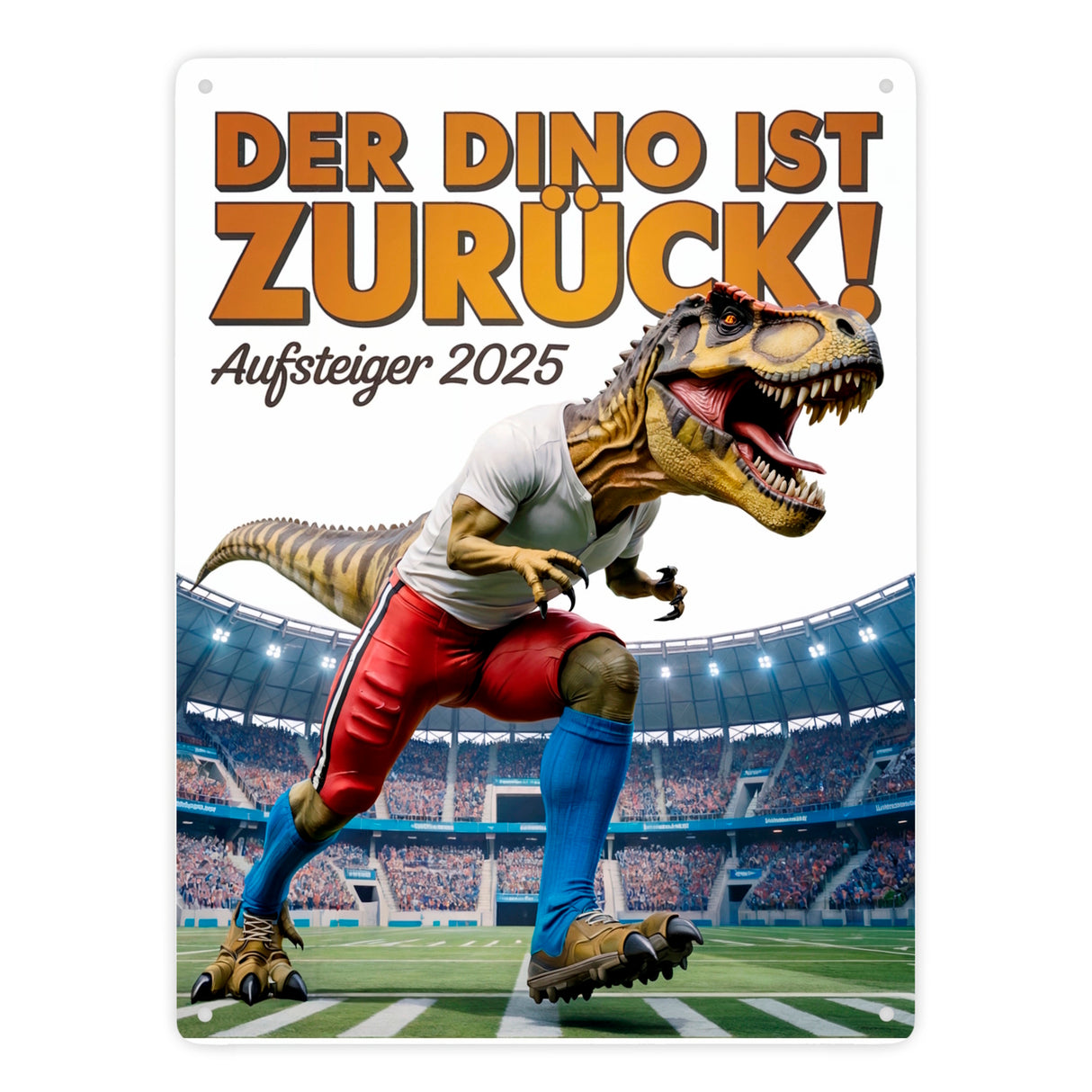 Hamburg Aufstieg 2025 Metallschild in 15x20 cm - Der Dino ist Zurück!