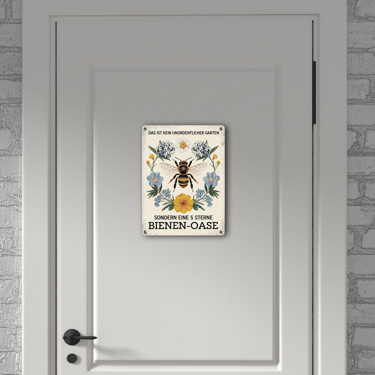 Biene mit Blumen DAS IST KEIN UNORDENTLICHER GARTEN Metallschild in 15x20 cm