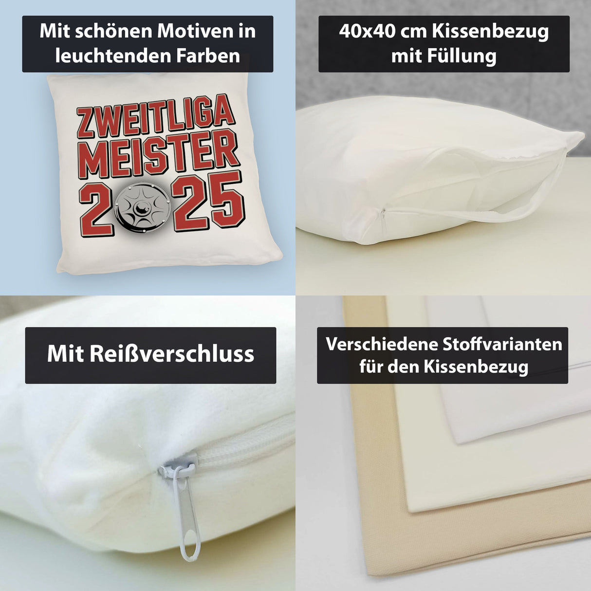 Köln Zweitliga Meister 2025 Kissen mit Meisterschale der 2. Liga Aufsteiger