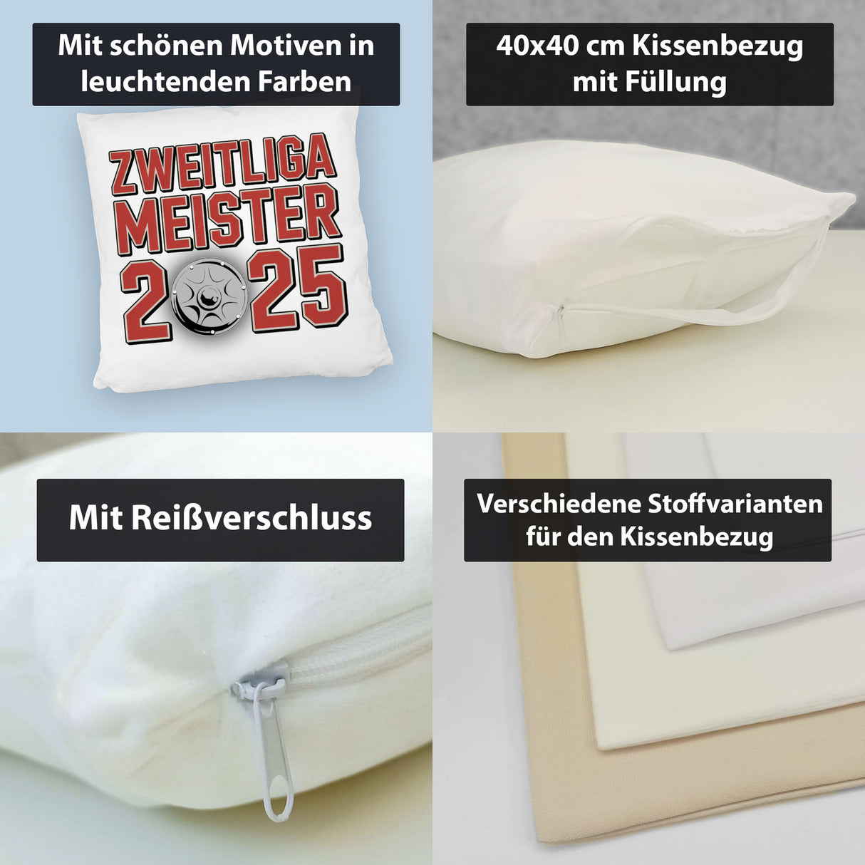Köln Zweitliga Meister 2025 Kissen mit Meisterschale der 2. Liga Aufsteiger