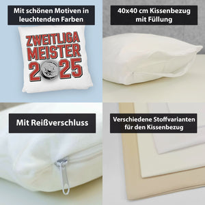 Köln Zweitliga Meister 2025 Kissen mit Meisterschale der 2. Liga Aufsteiger