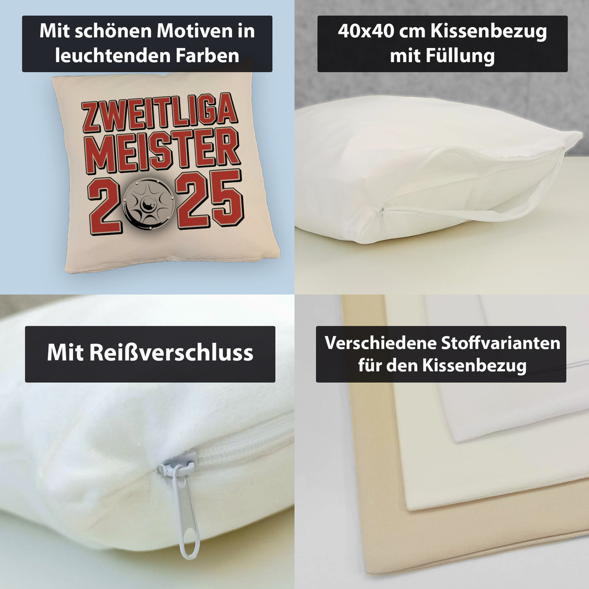 Köln Zweitliga Meister 2025 Kissen mit Meisterschale der 2. Liga Aufsteiger