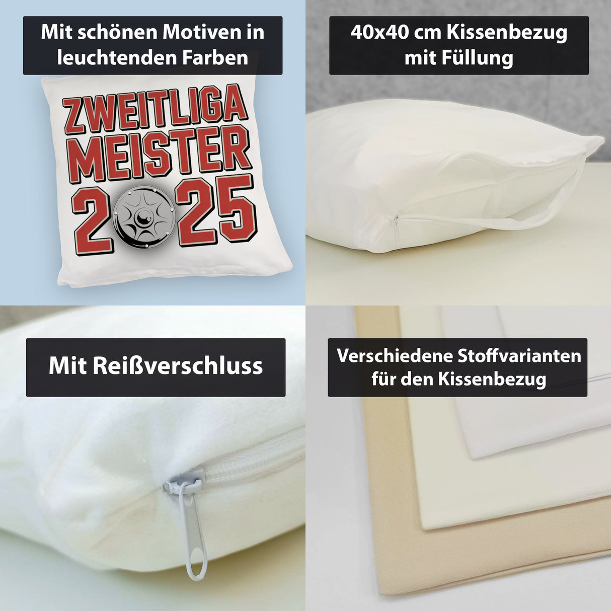 Köln Zweitliga Meister 2025 Kissen mit Meisterschale der 2. Liga Aufsteiger