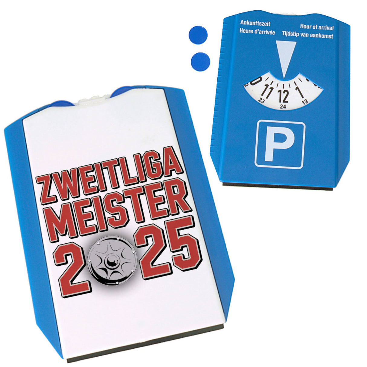 Köln Zweitliga Meister 2025 Parkscheibe mit Meisterschale der 2. Liga Aufsteiger
