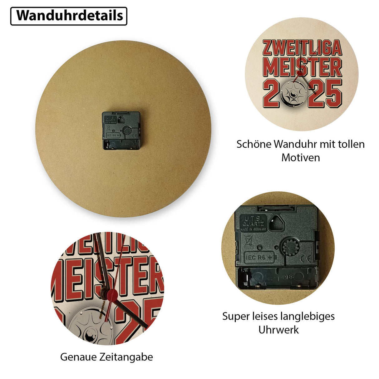 Köln Zweitliga Meister 2025 Wanduhr mit Meisterschale der 2. Liga Aufsteiger
