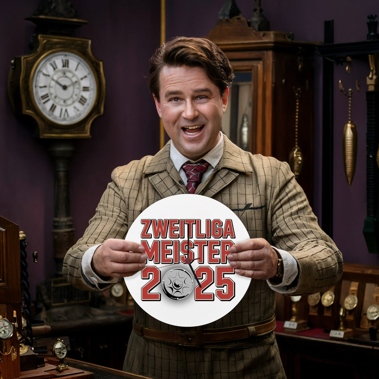 Köln Zweitliga Meister 2025 Wanduhr mit Meisterschale der 2. Liga Aufsteiger
