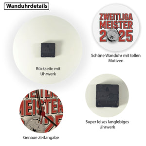 Köln Zweitliga Meister 2025 Wanduhr mit Meisterschale der 2. Liga Aufsteiger