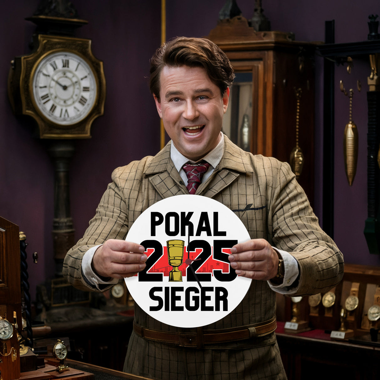 Stuttgart Pokalsieger 2025 Wanduhr