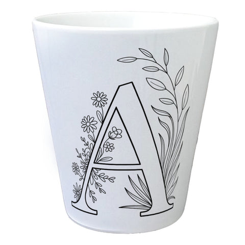 Floral Buchstabe A Blumentopf zum Ausmalen für Kunstliebhaber
