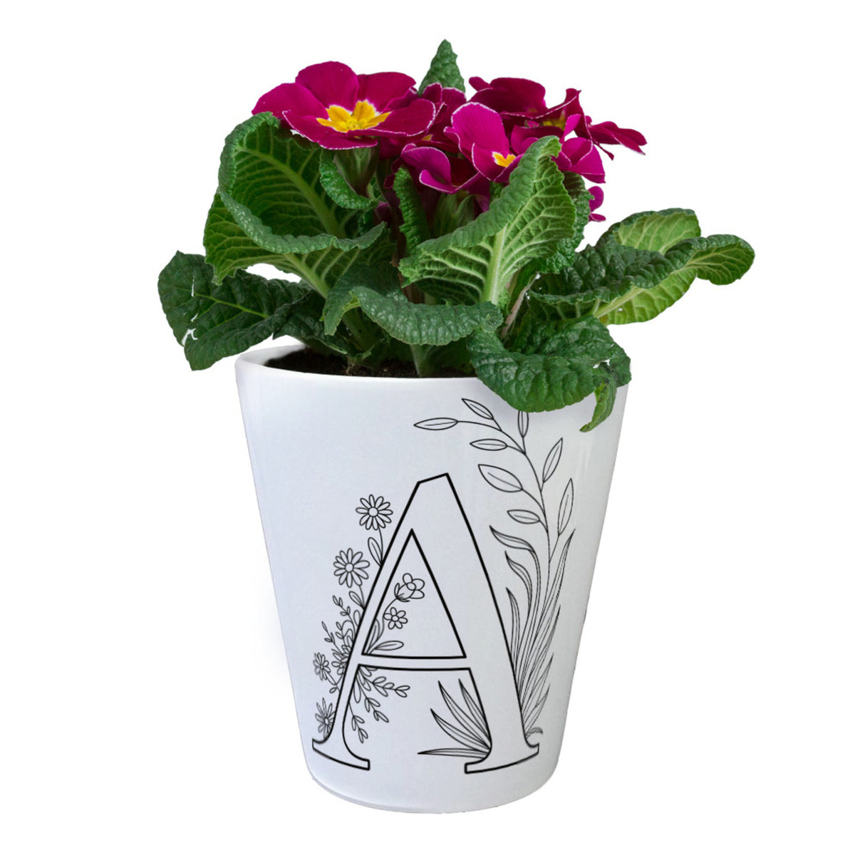 Floral Buchstabe A Blumentopf zum Ausmalen für Kunstliebhaber