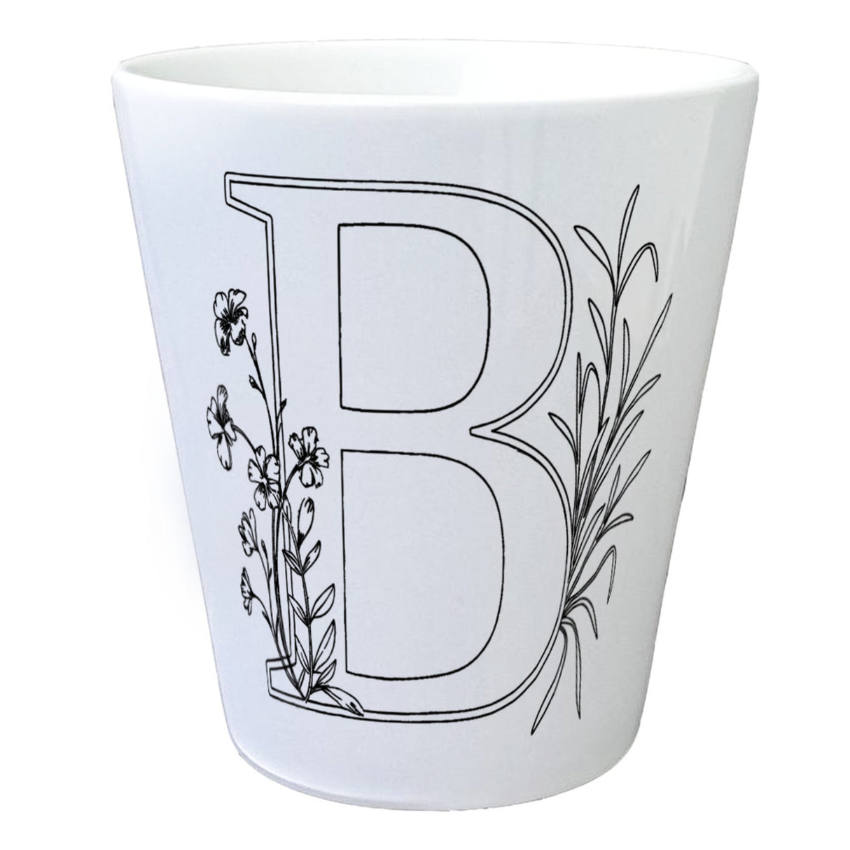 Floral Buchstabe B Blumentopf zum Ausmalen für Kunstliebhaber