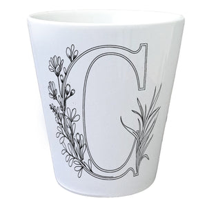 Floral Buchstabe C Blumentopf zum Ausmalen für Kunstliebhaber