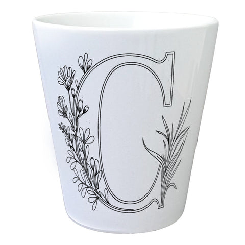 Floral Buchstabe C Blumentopf zum Ausmalen für Kunstliebhaber