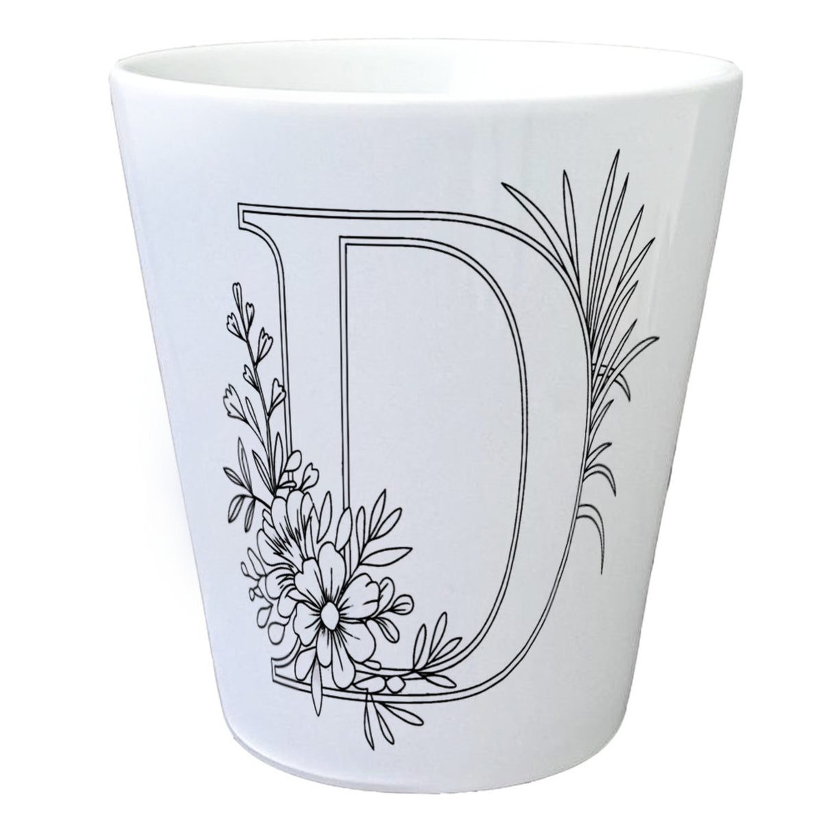 Floral Buchstabe D Blumentopf zum Ausmalen für Kunstliebhaber