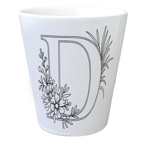 Floral Buchstabe D Blumentopf zum Ausmalen für Kunstliebhaber