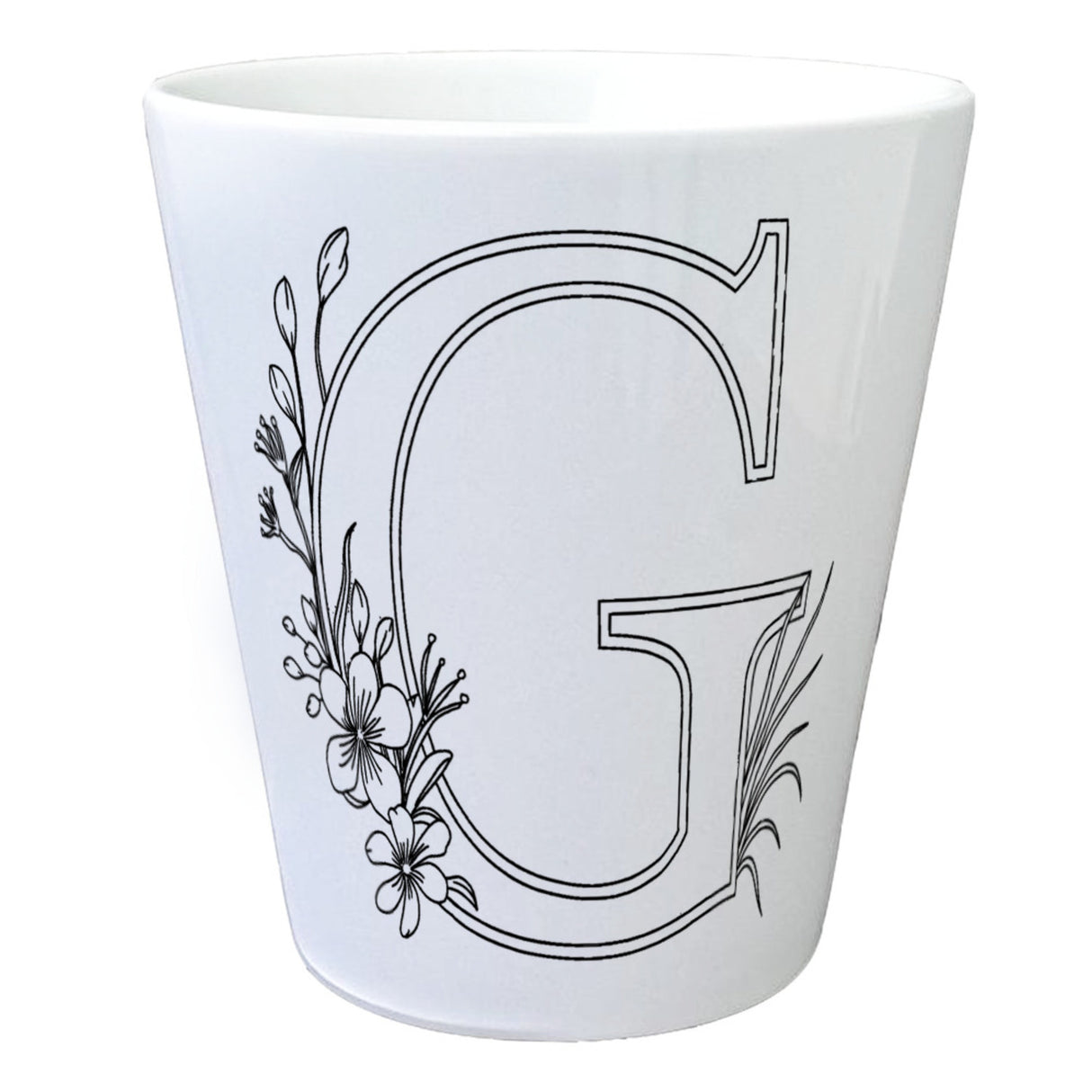 Floral Buchstabe G Blumentopf zum Ausmalen für Kunstliebhaber