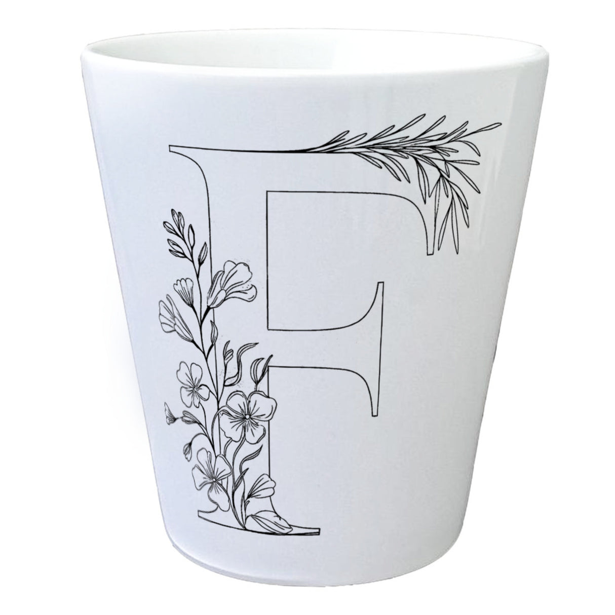Floral Buchstabe F Blumentopf zum Ausmalen für Kunstliebhaber