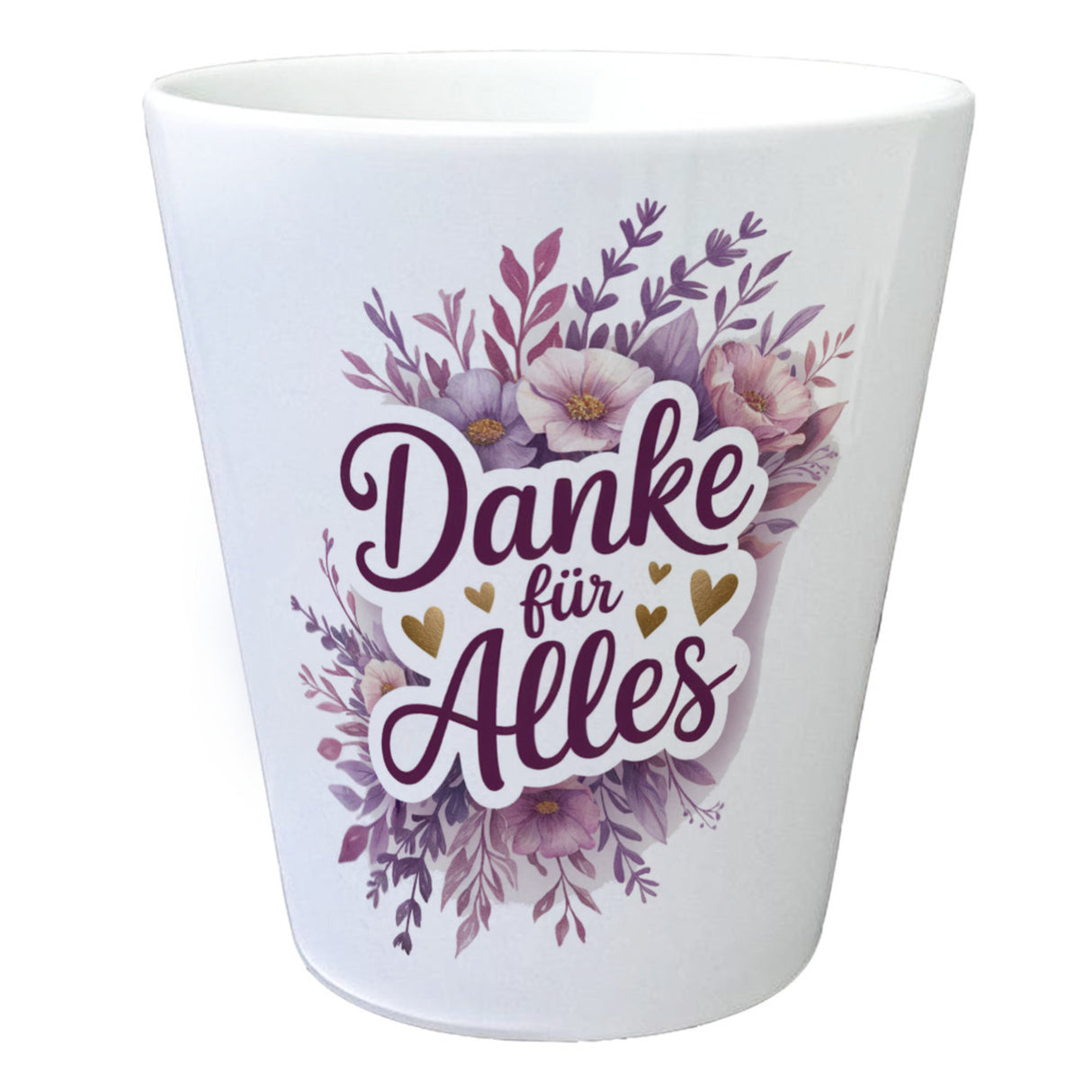 Danke Für Alles Blumentopf mit Aquarellblumen