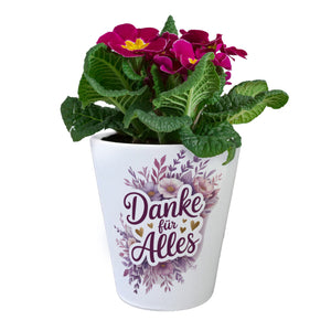 Danke Für Alles Blumentopf mit Aquarellblumen