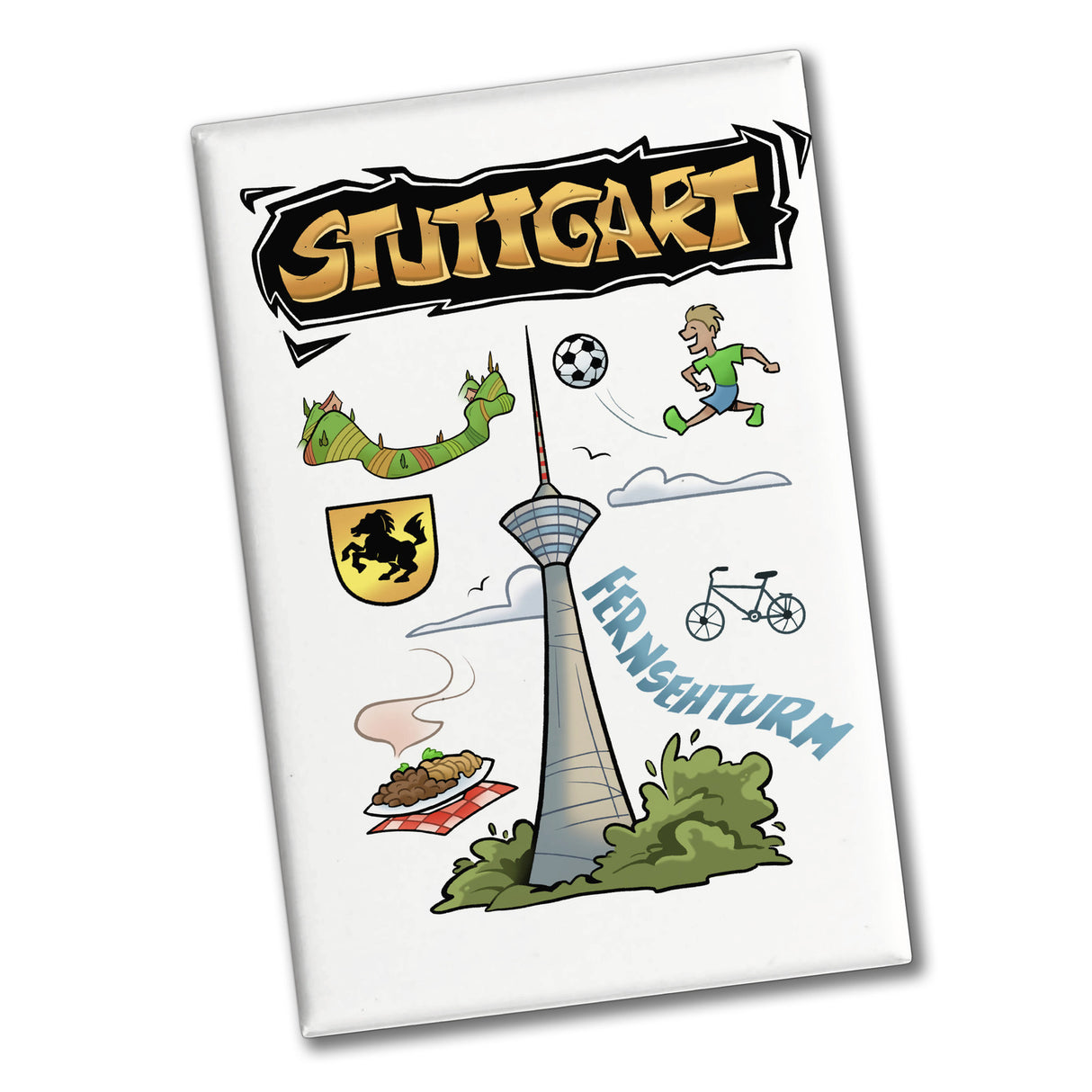 Stuttgart Fernsehturm Pop Art Comic Cartoon Souvenir Souvenir Magnet