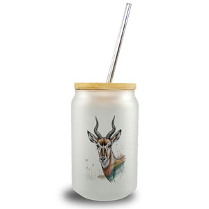 Anmutige Antilope Trinkglas mit Bambusdeckel für Wildnis-Fans