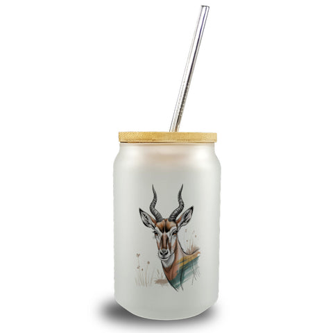 Anmutige Antilope Trinkglas mit Bambusdeckel für Wildnis-Fans