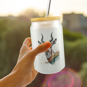 Anmutige Antilope Trinkglas mit Bambusdeckel für Wildnis-Fans