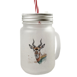 Anmutige Antilope Trinkglas mit Bambusdeckel für Wildnis-Fans