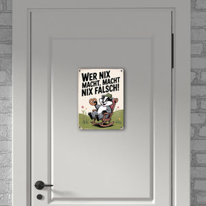 Dachs im Liegestuhl mit Brezel Spruch Metallschild in 15x20 cm