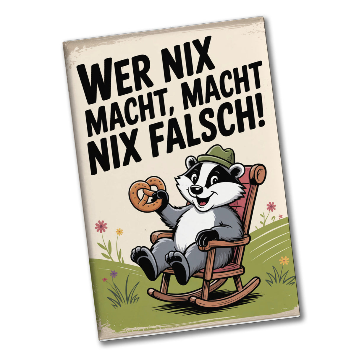 Dachs im Liegestuhl mit Brezel Spruch Souvenir Magnet