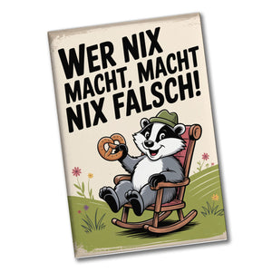 Dachs im Liegestuhl mit Brezel Spruch Souvenir Magnet