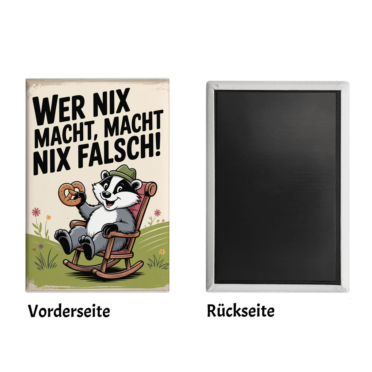 Dachs im Liegestuhl mit Brezel Spruch Souvenir Magnet