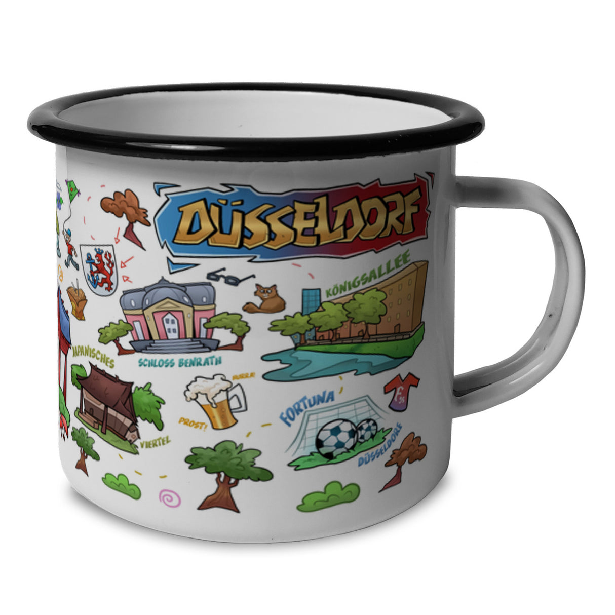 Düsseldorf Pop Art Comic Emaille Tasse