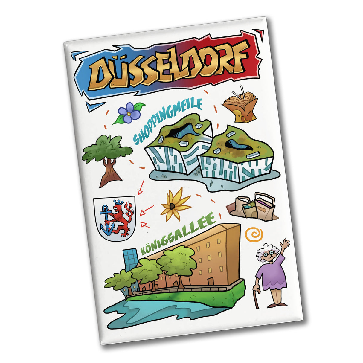 Düsseldorf Pop Art Comic Souvenir Souvenir Magnet - Königsallee