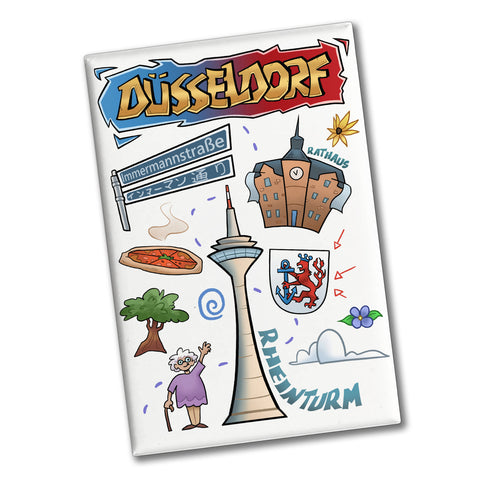 Düsseldorf Pop Art Comic Souvenir Souvenir Magnet - Rheinturm
