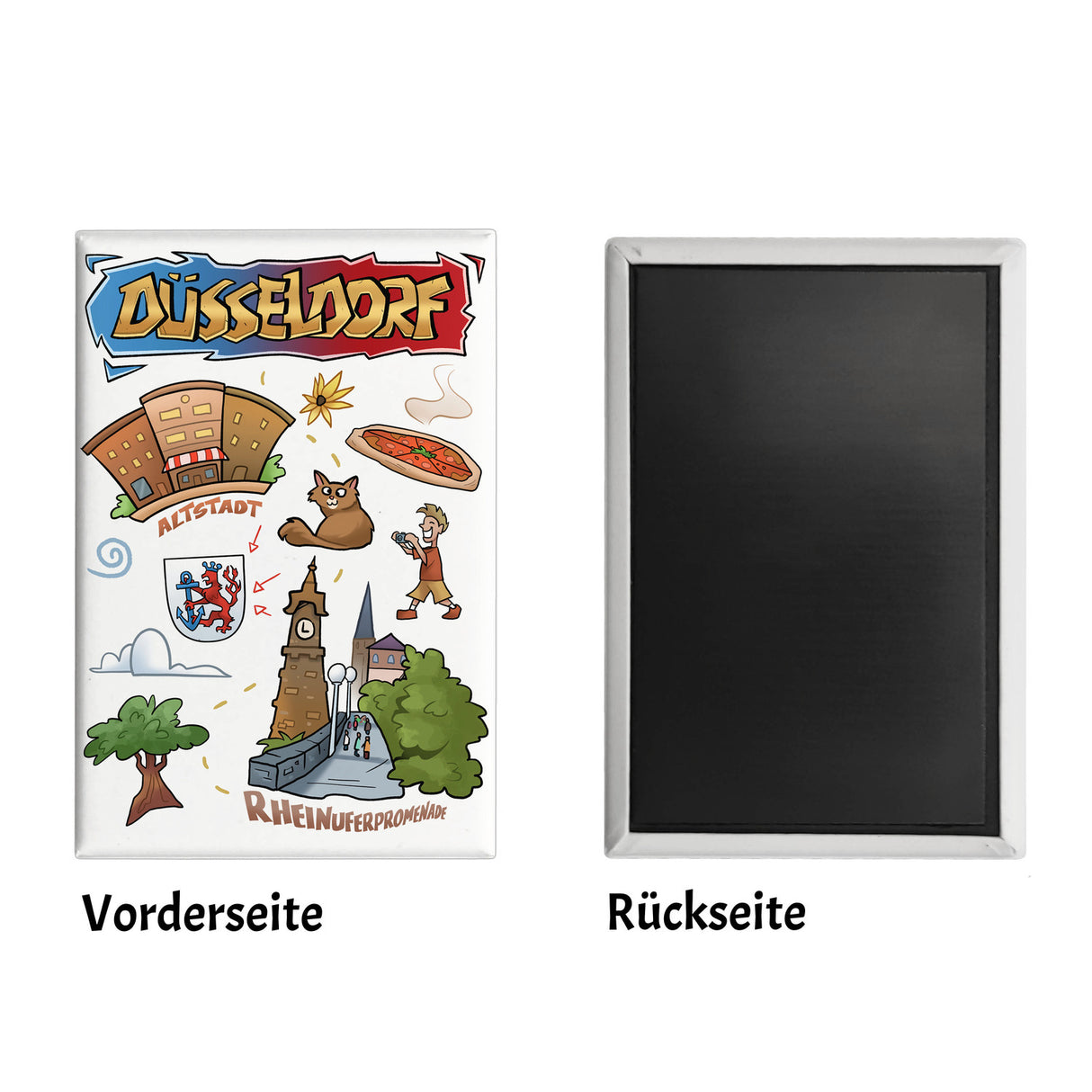 Düsseldorf Pop Art Comic Souvenir Souvenir Magnet - Rheinuferpromenade