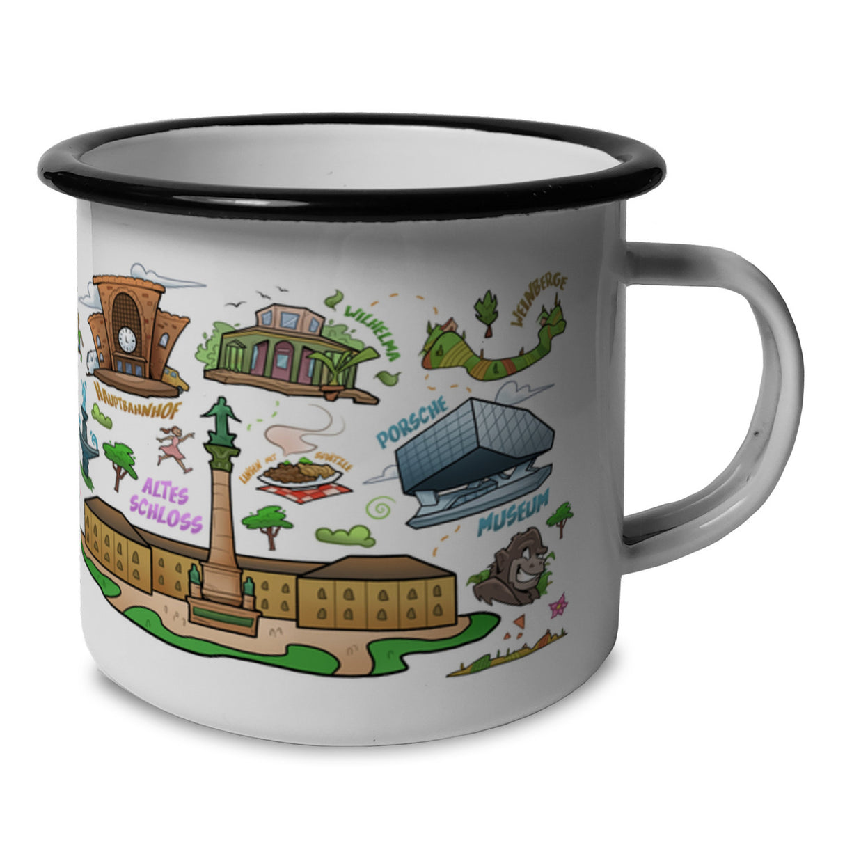 Stuttgart Pop Art Comic Emaille Tasse