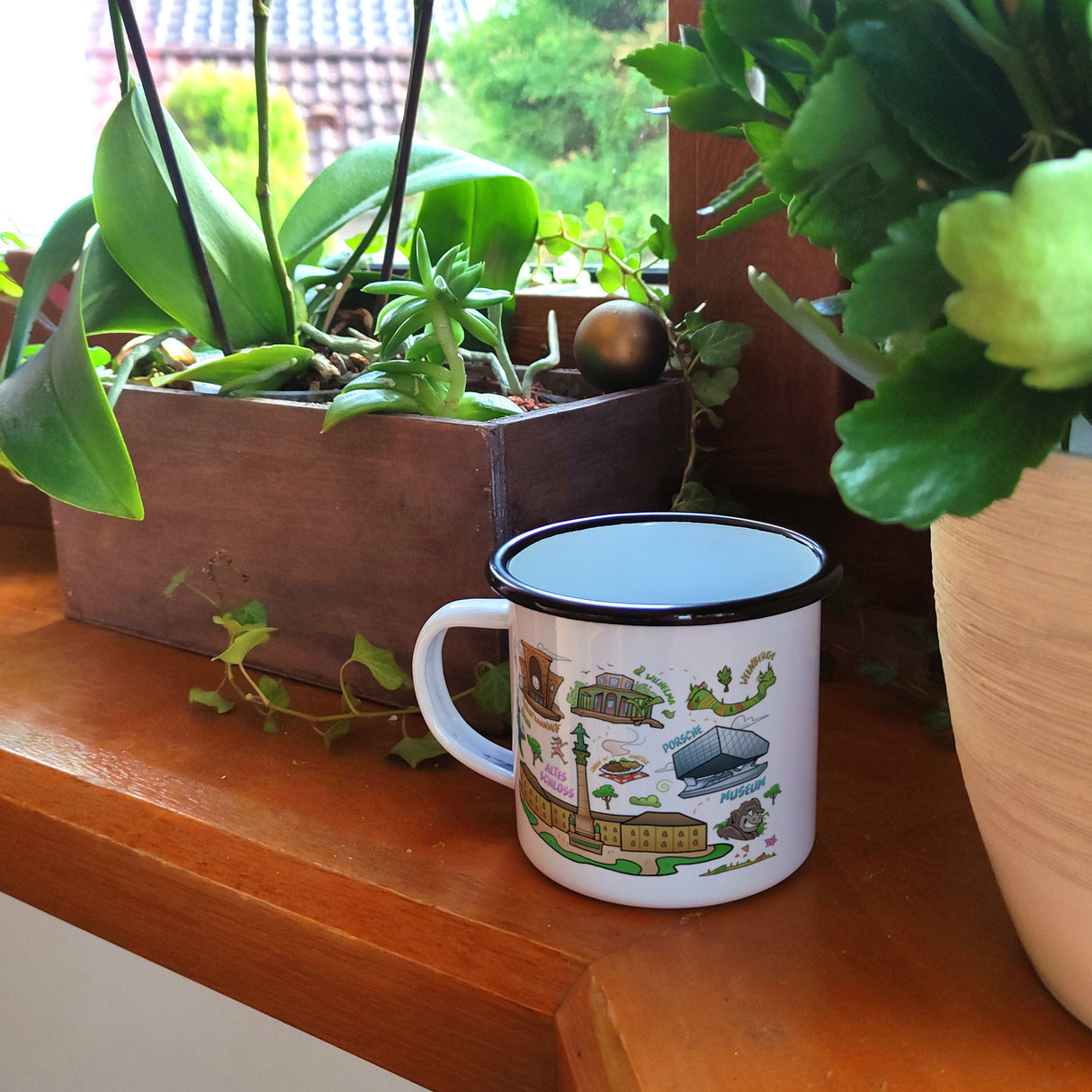 Stuttgart Pop Art Comic Emaille Tasse