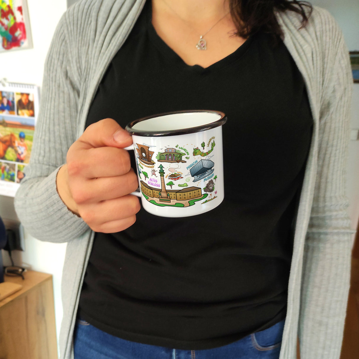Stuttgart Pop Art Comic Emaille Tasse