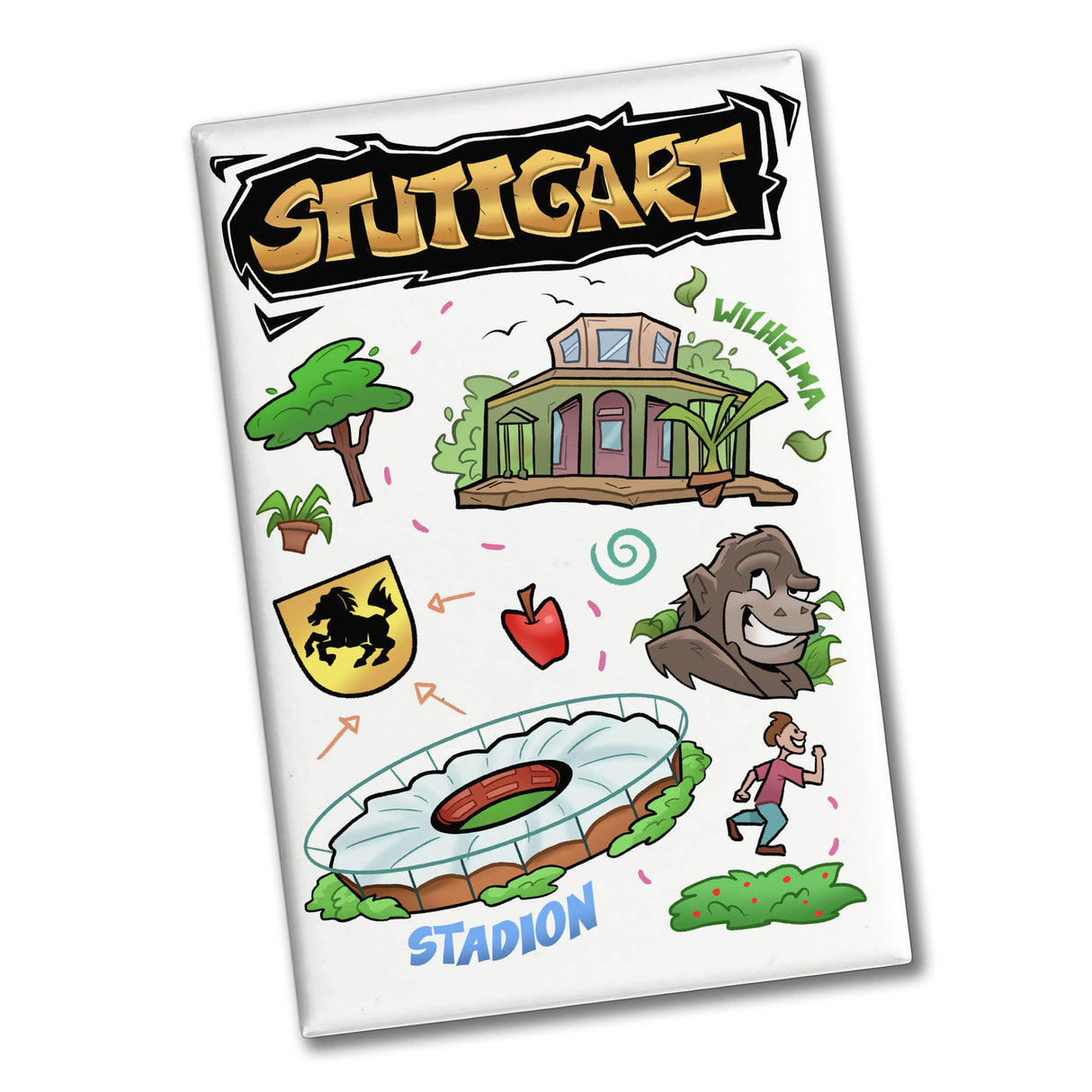 Stuttgart Pop Art Comic Souvenir Souvenir Magnet - Wilhelma und Stadion