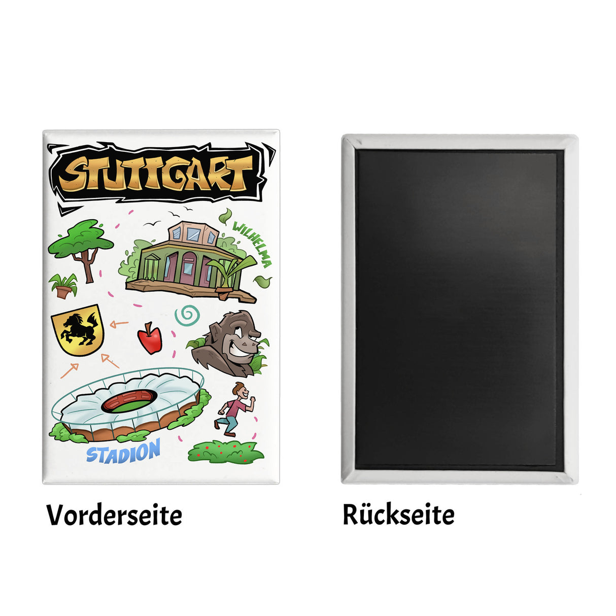 Stuttgart Pop Art Comic Souvenir Souvenir Magnet - Wilhelma und Stadion