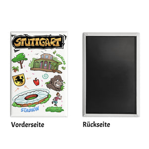 Stuttgart Pop Art Comic Souvenir Souvenir Magnet - Wilhelma und Stadion