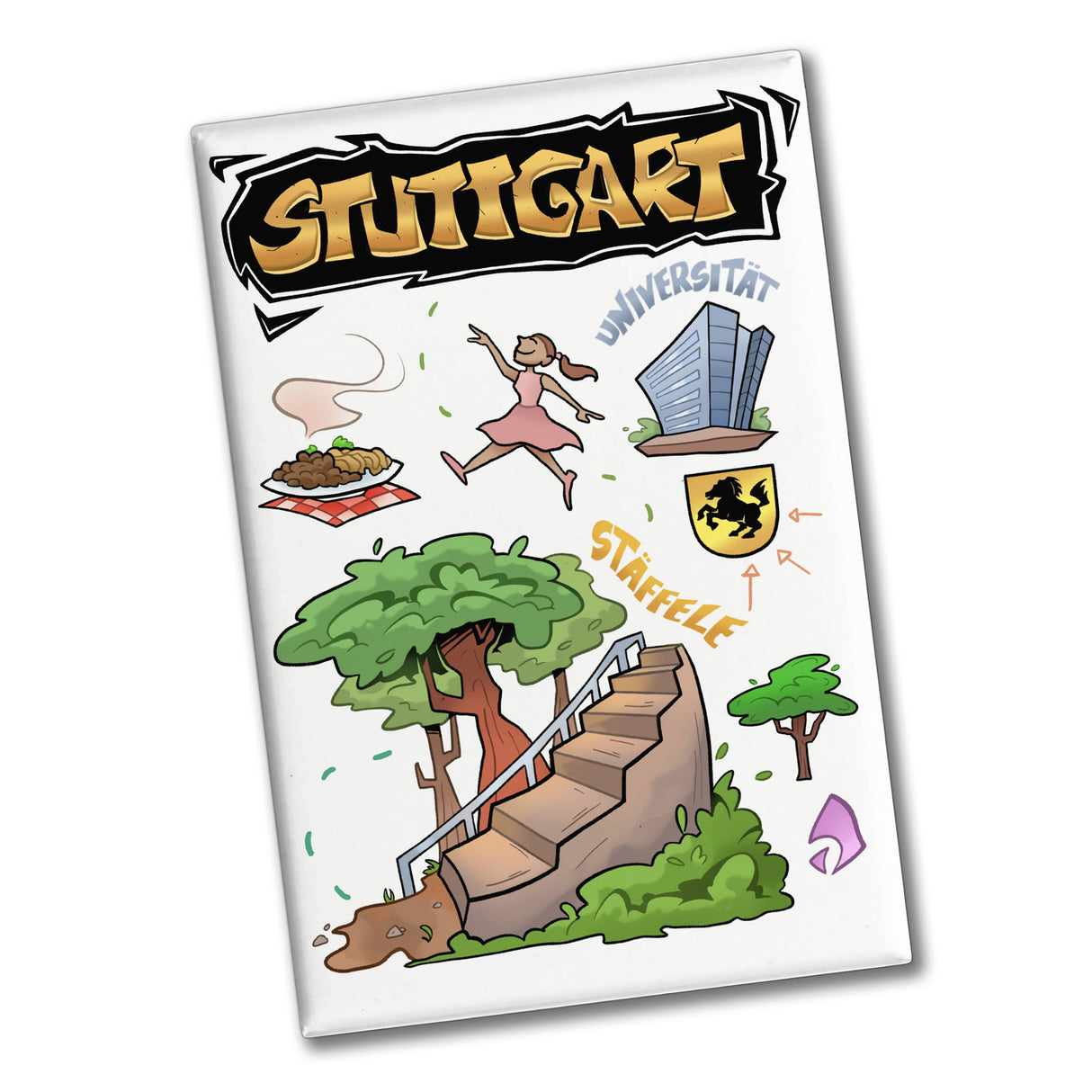 Stuttgart Pop Art Comic Souvenir Souvenir Magnet - Stäffele