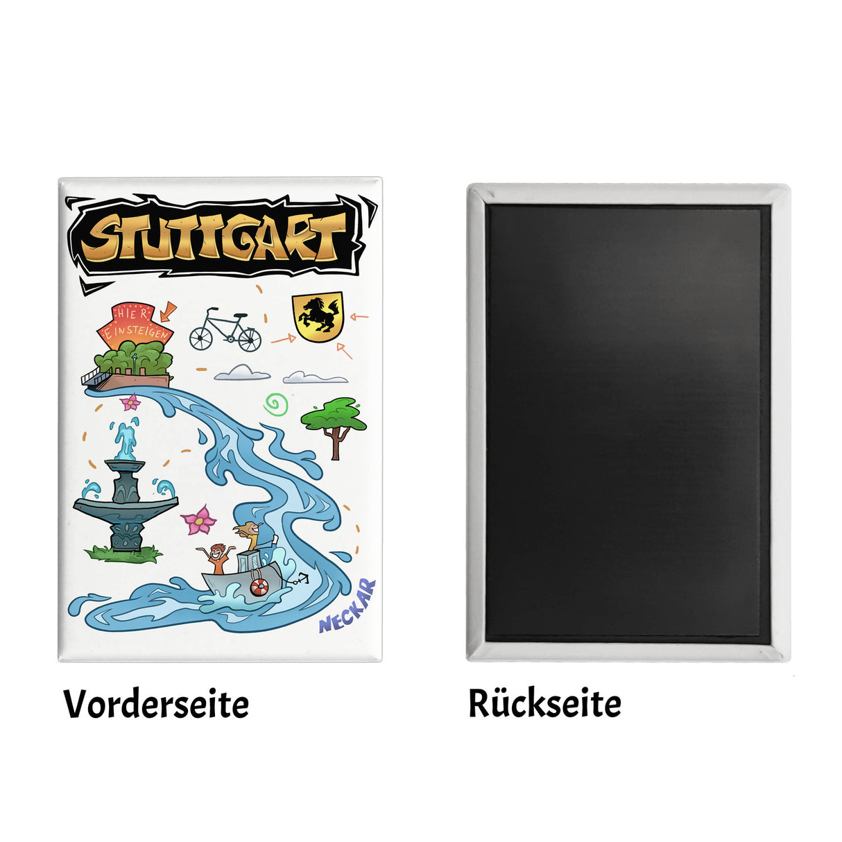 Stuttgart Pop Art Comic Souvenir Souvenir Magnet - Neckar