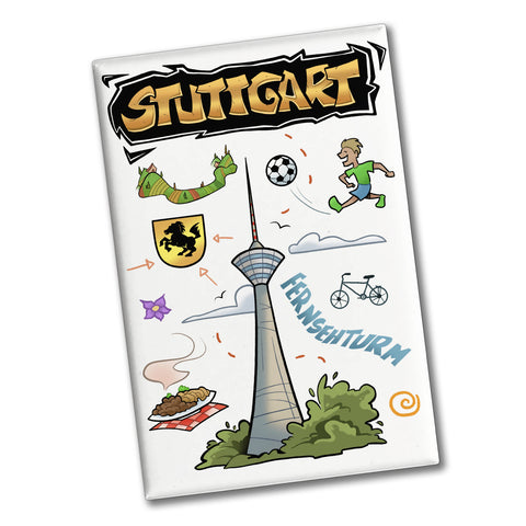 Stuttgart Pop Art Comic Souvenir Souvenir Magnet - Fernsehturm