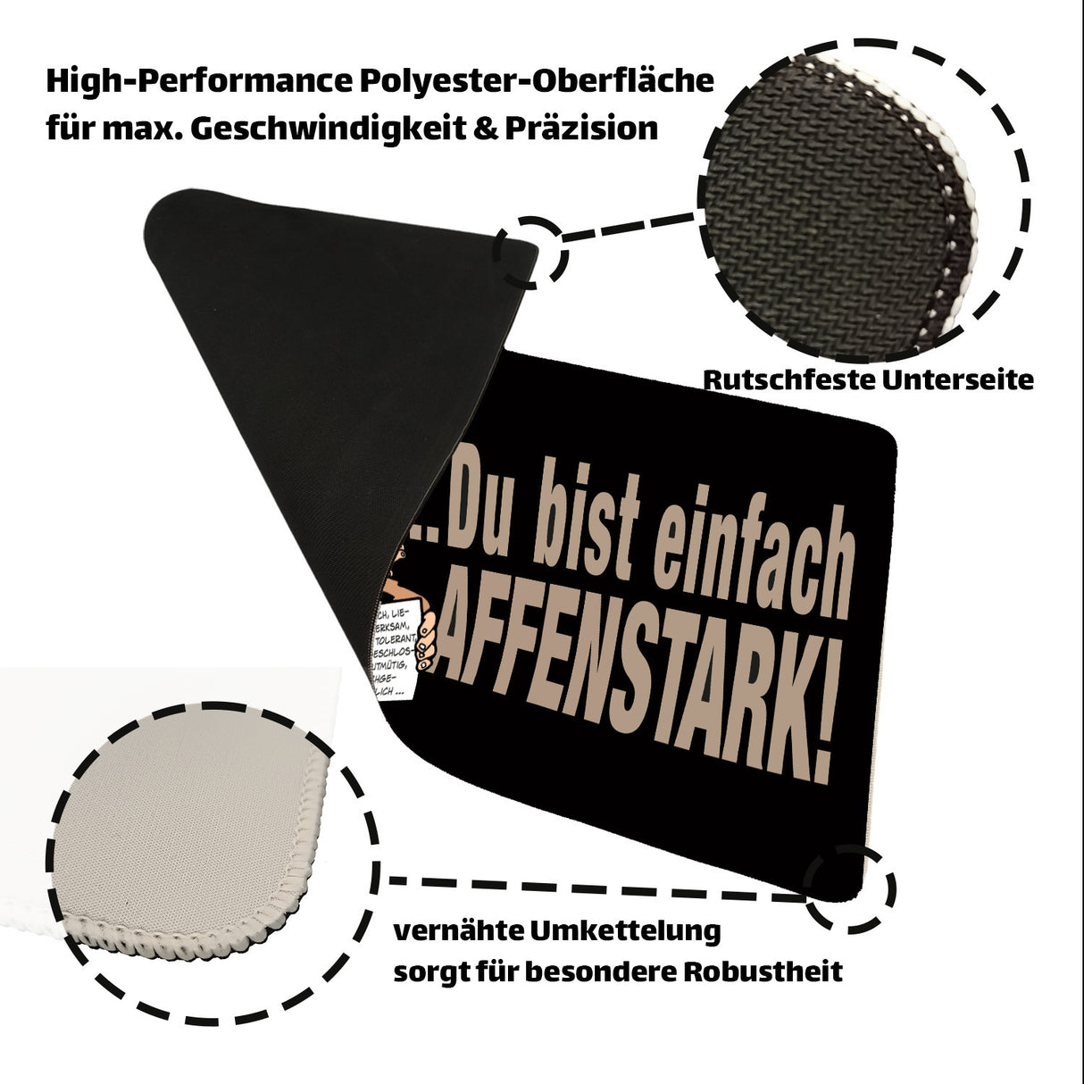 Du bist einfach affenstark! Schreibtischunterlage 69x31cm XXL Mauspad